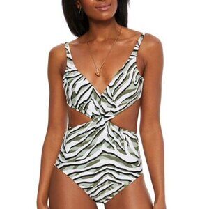BAR III SUMMER SAGE Hypno Beach Chic Twist-Front One-Piece Swimsuit. Size Medium